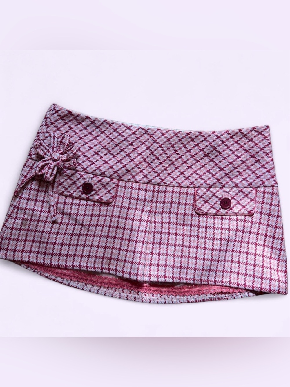A&F Deadstock Pink Houndstooth Low Rise Mini Skirt
